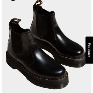 DR. MARTENS quad platform black womens chelsea boots